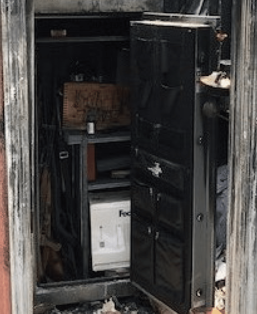 The Open Winchester Safe Showing The Contents